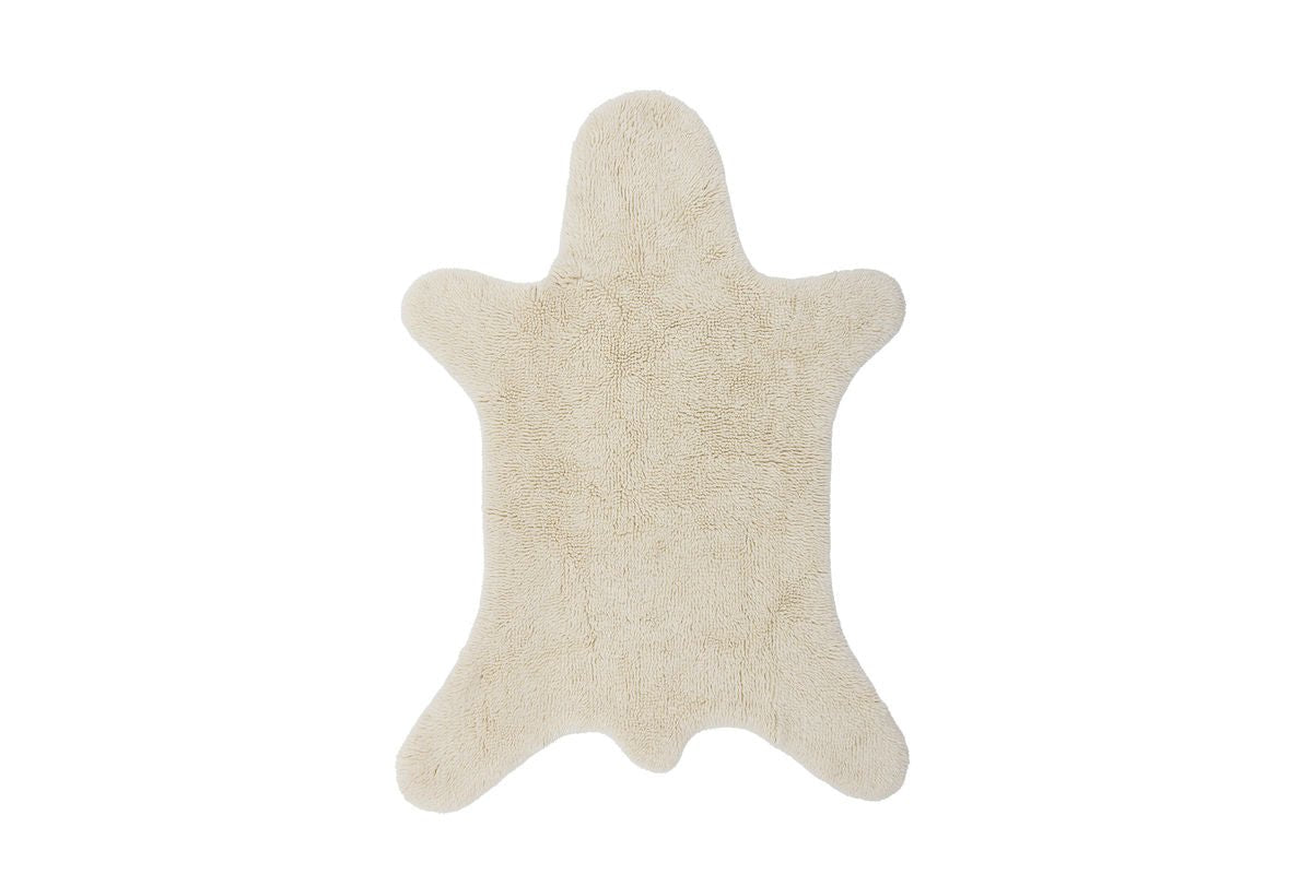 Kinder-Teppich „Björn“ – Weißer Wollteppich in Bärenform