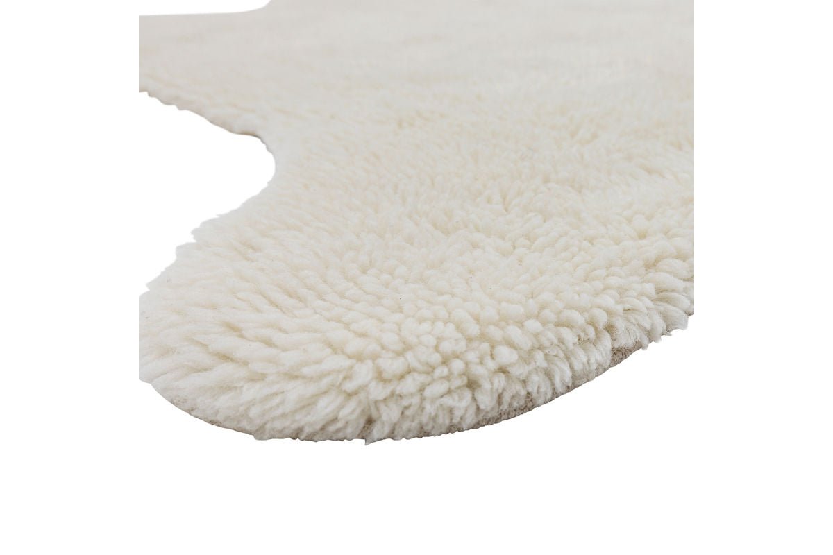 Kinder-Teppich „Björn“ – Weißer Wollteppich in Bärenform