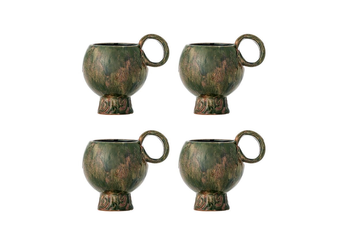 Ensemble de tasses « Elane » – Grès vert (4 pièces)