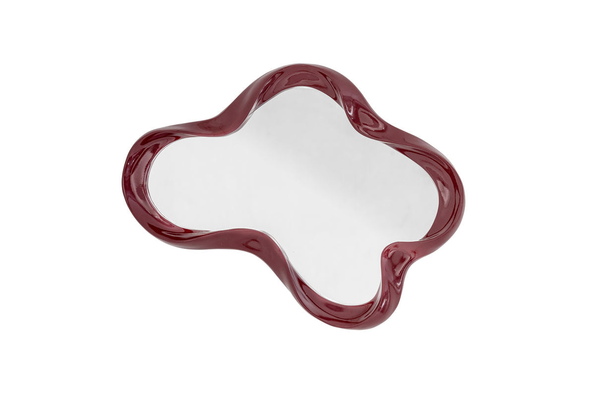 Wandspiegel Rubia – Organische vorm met hoogglanzende lijst in Rood