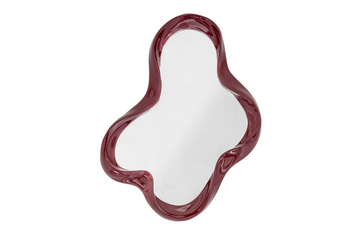 Wandspiegel Rubia – Organische vorm met hoogglanzende lijst in Rood