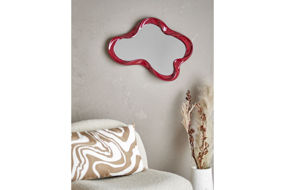 Wandspiegel Rubia – Organische vorm met hoogglanzende lijst in Rood