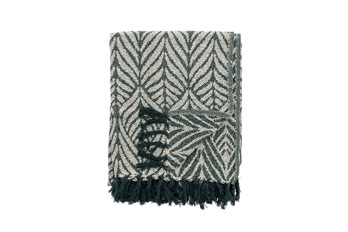 Tweepersoonsbedsprei Verdea – gerecyclede katoen met bladmotief