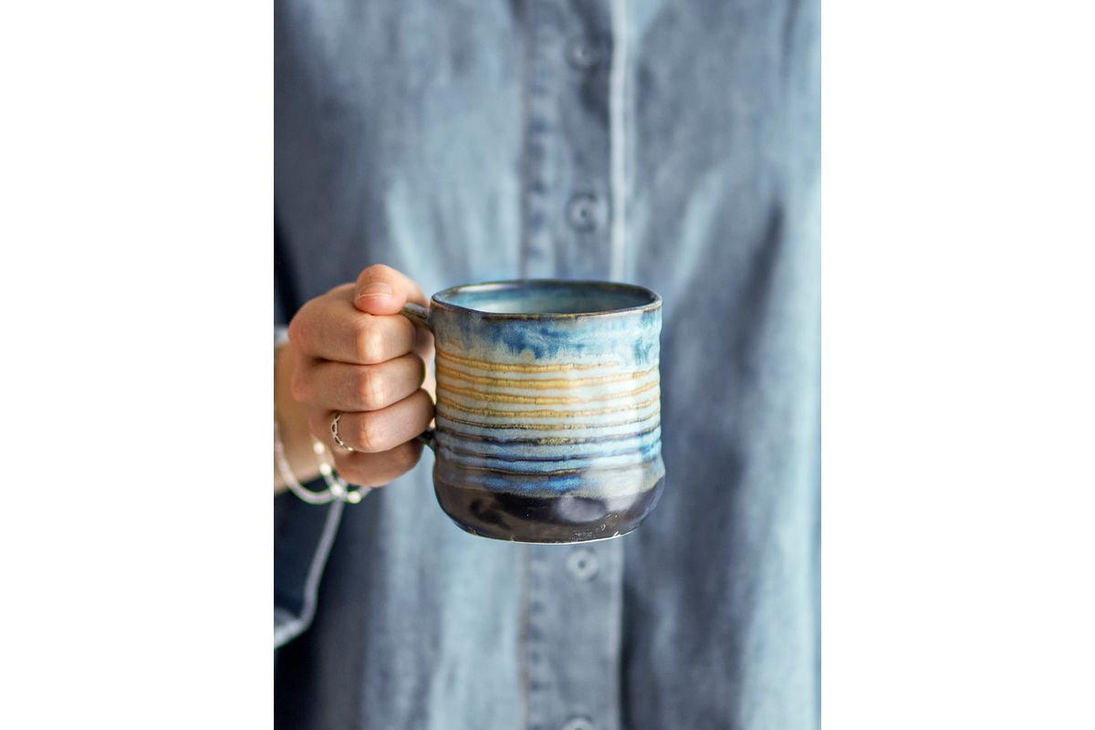 Becher-set Avena – Reactieve glazuur met verticale structuur (4-delige set)