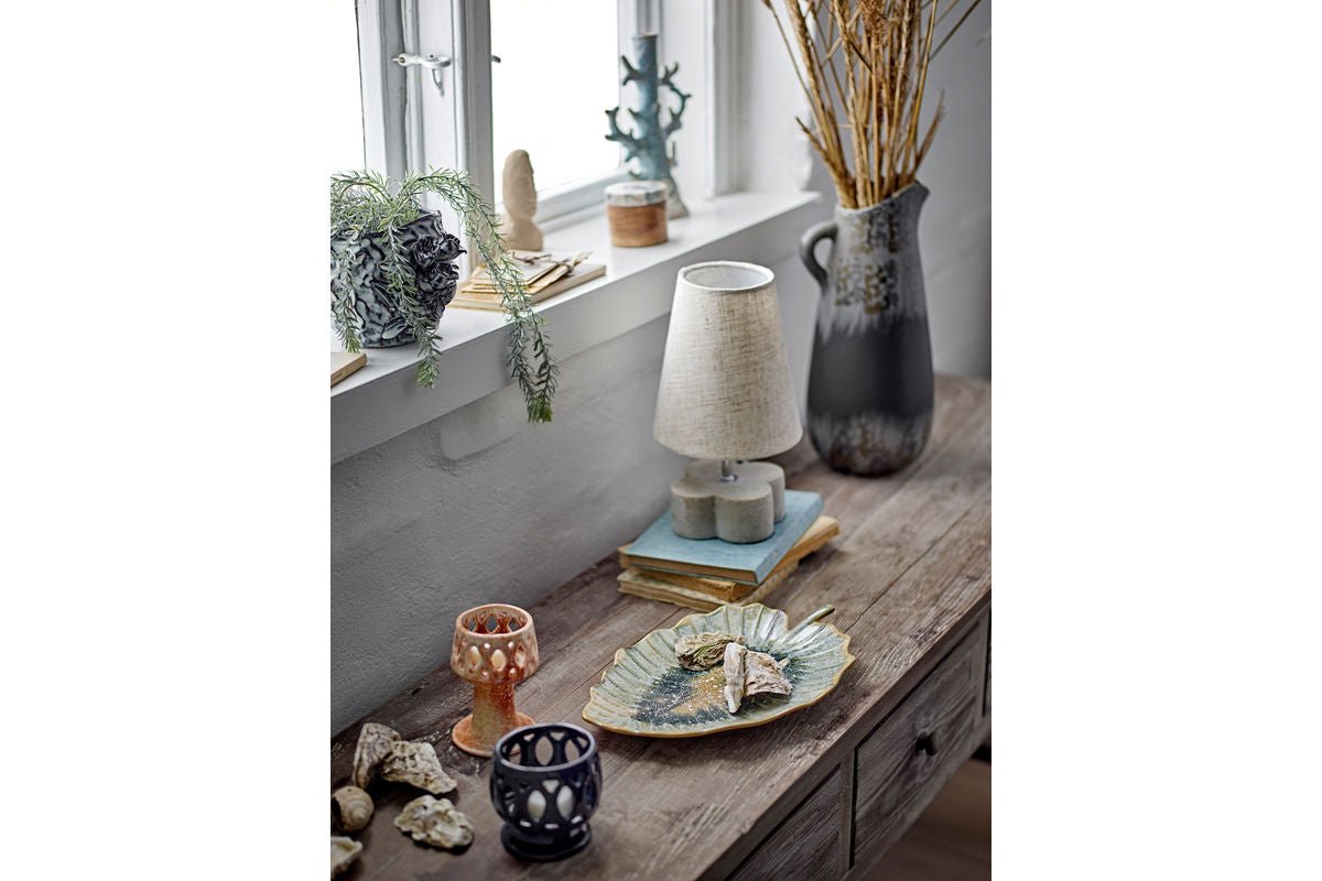 Plateau de service Sunae - en grès - forme de feuille