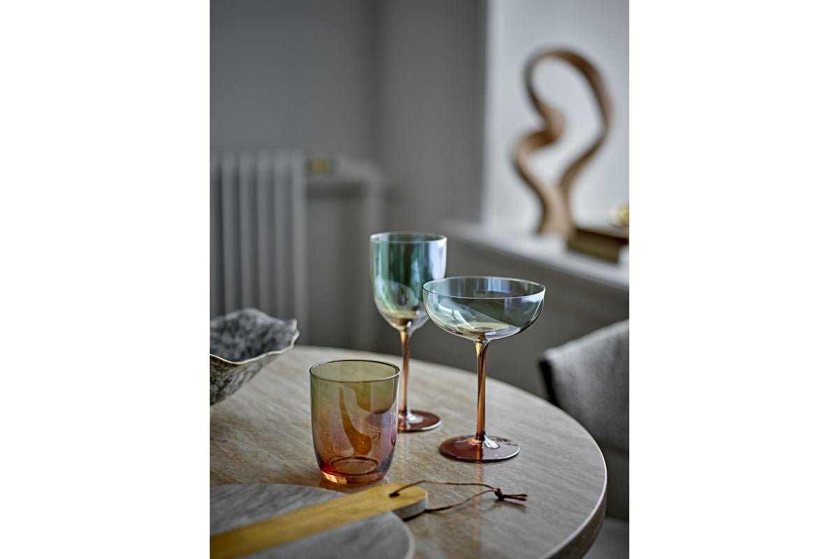 Drinkglazen Noemi – Glas in brons met parelmoerrand (set van 4)