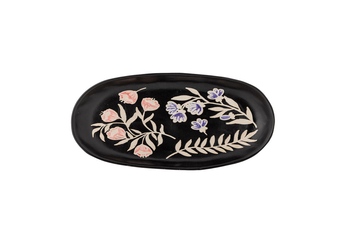 Serveerschaal Maribel – Geperst bloemmotief in kleurrijke natuurtinten