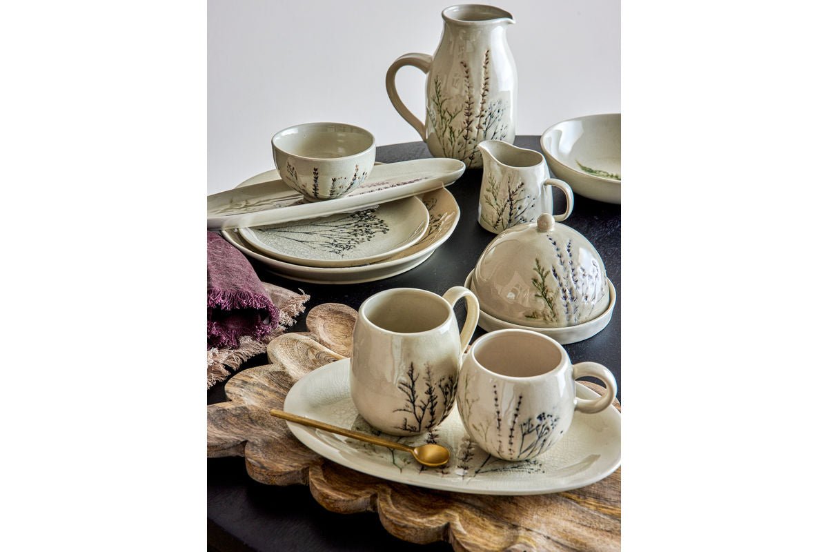 Plateau de service Avelis - en grès - motif floral