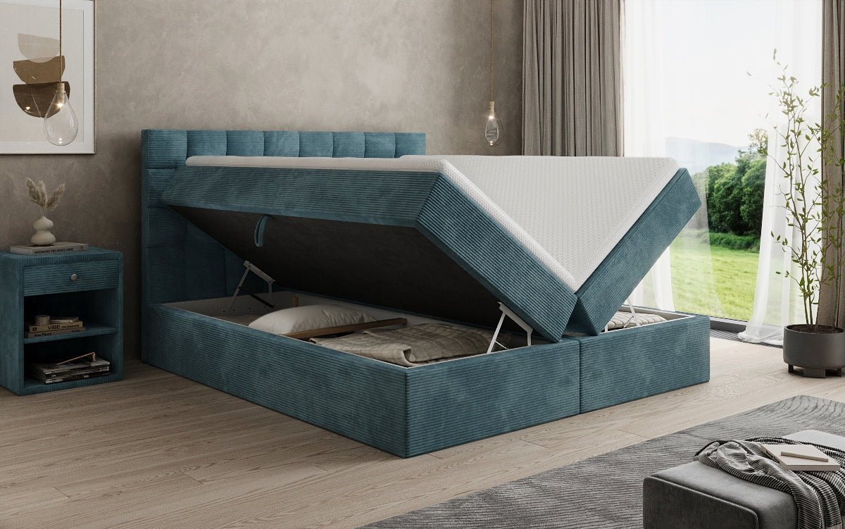 Boxspringbett Como in Cord mit Stauraum