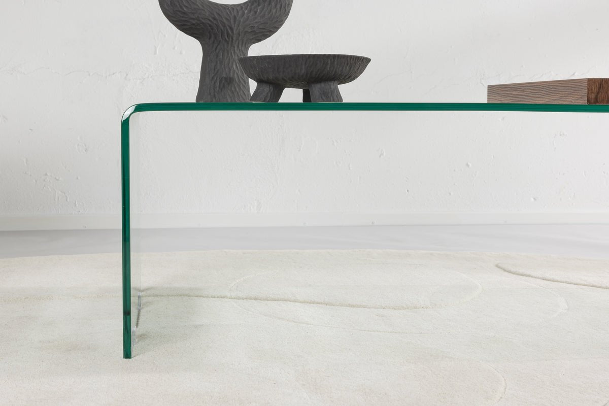 Salontafel Klaro - van glas met houten dienblad