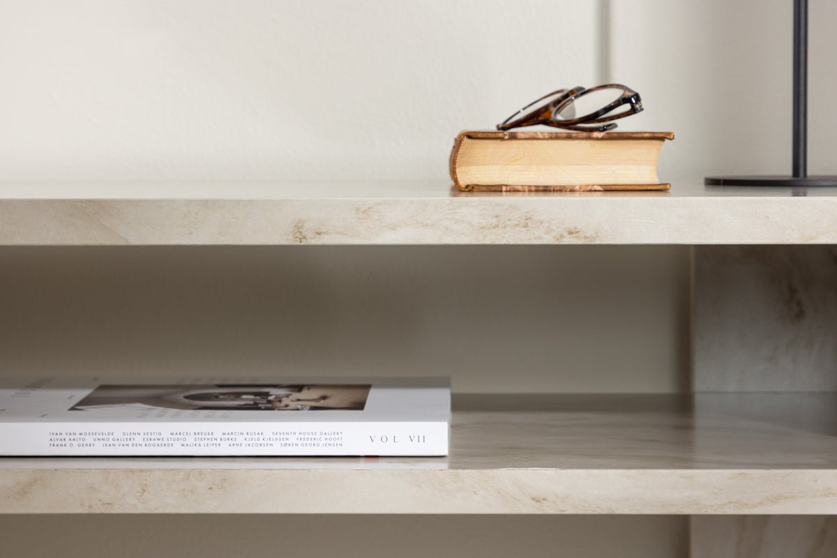 Designer TV-Lowboard Larenzo - Beige in marmerlook