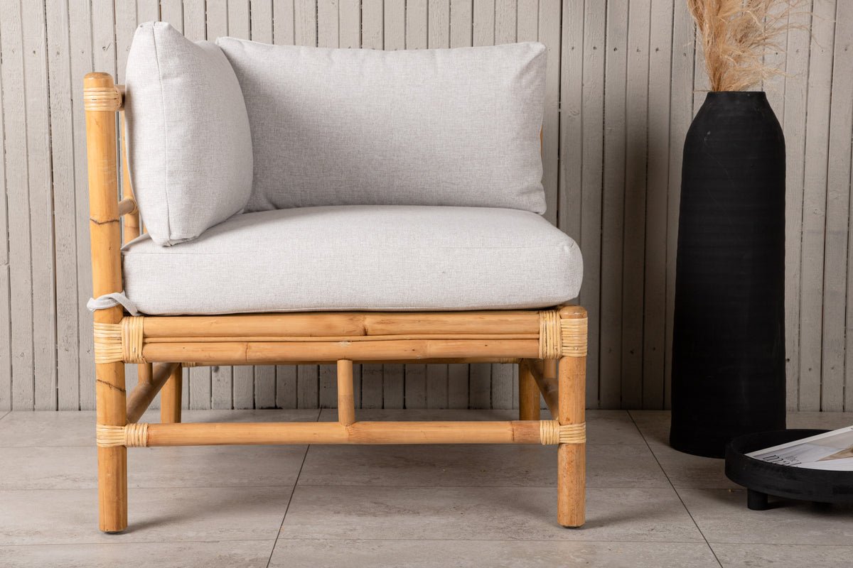 Fauteuil lounge de jardin Lavina – fabriqué à la main avec coussin pour véranda et extérieur