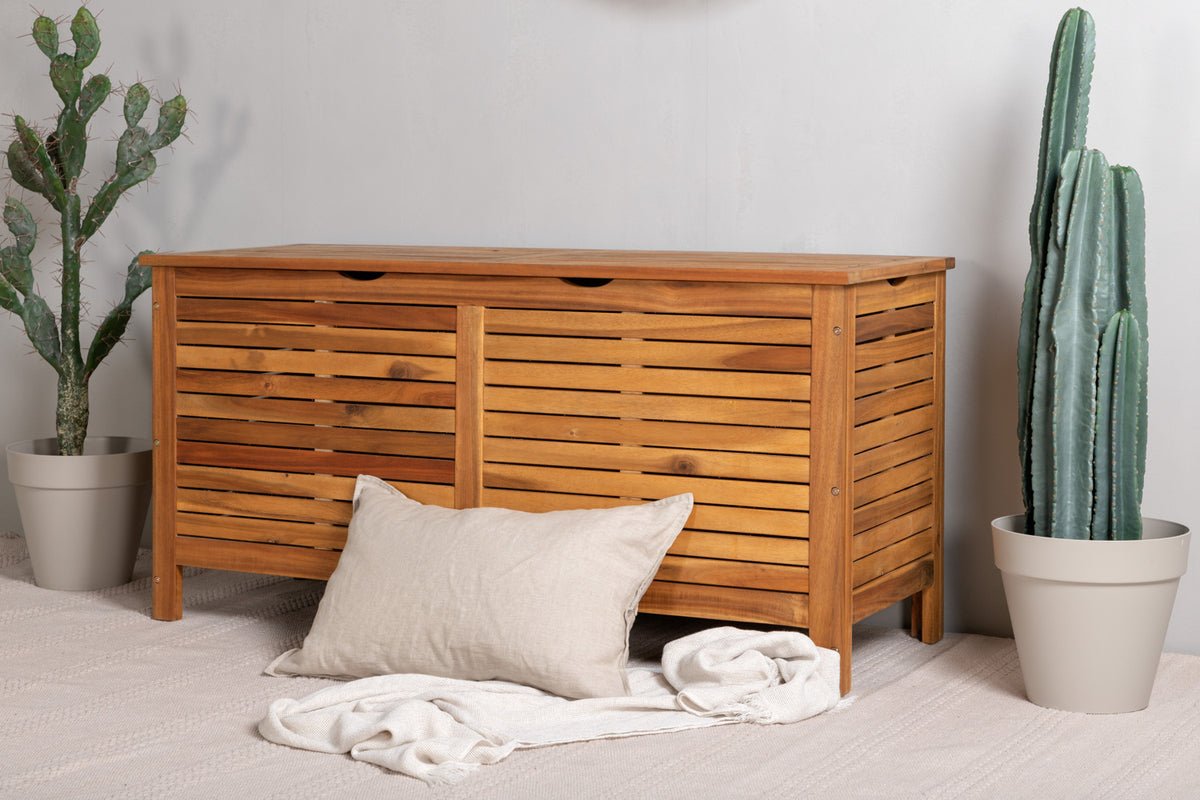 Coffre à coussins de jardin Melissa - En acacia aspect naturel