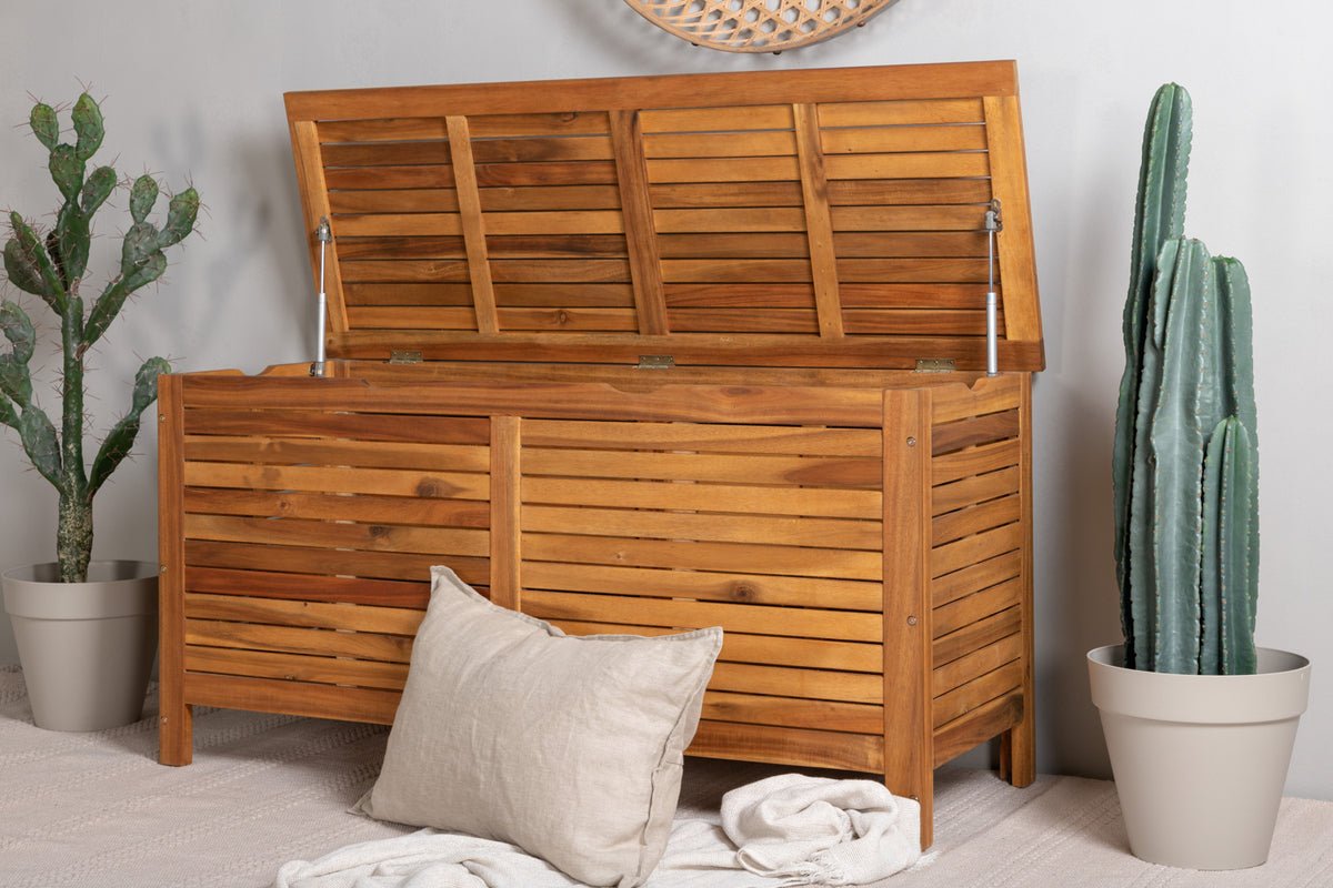 Coffre à coussins de jardin Melissa - En acacia aspect naturel