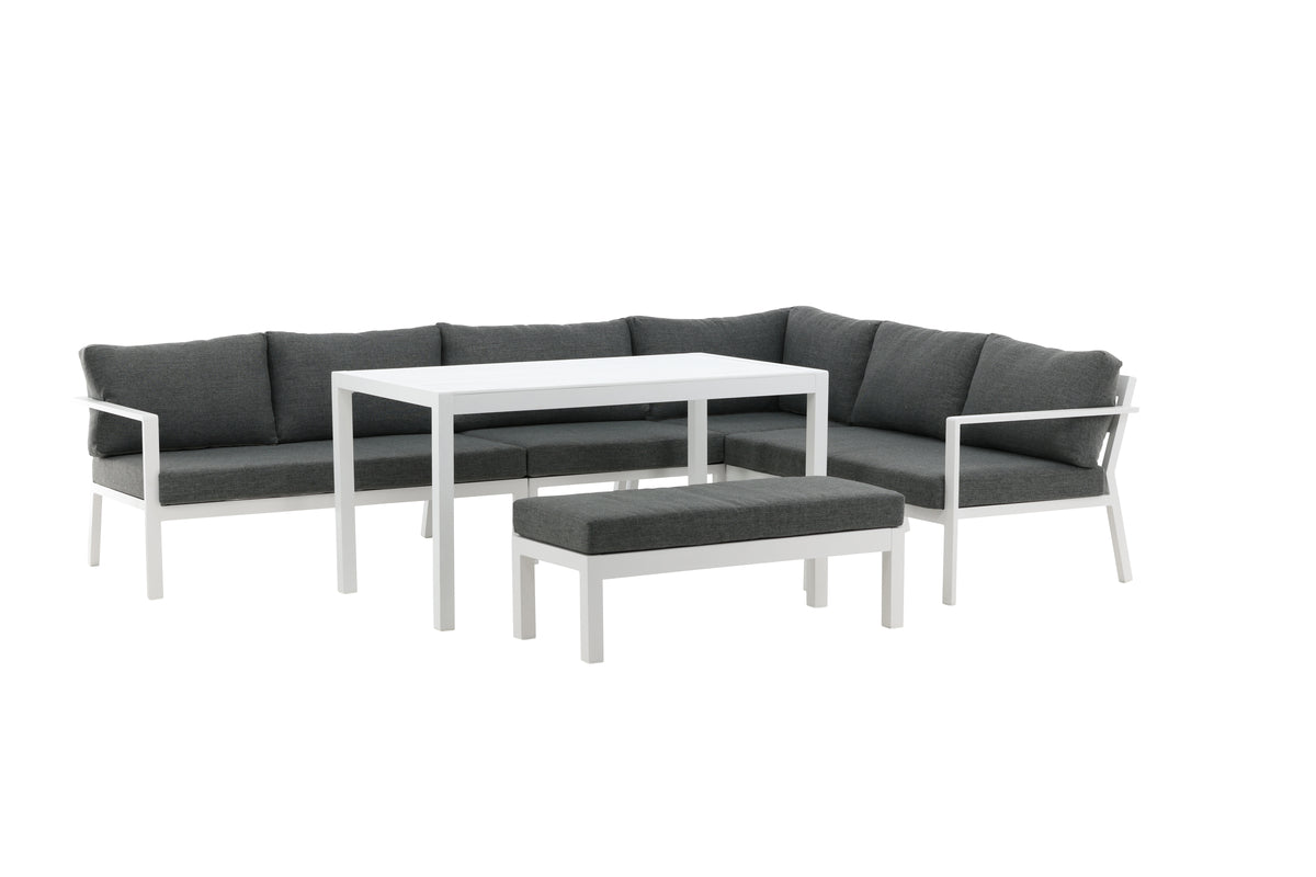Tuin Loungeset Jule – 4-delige set met grijze kussens
