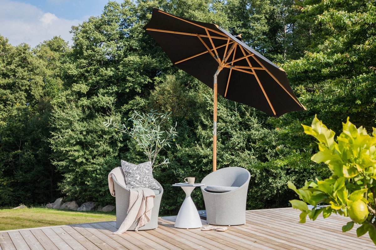 Tuinparasol Boho – Ø270 cm in keuze uit Zwart of Grijs