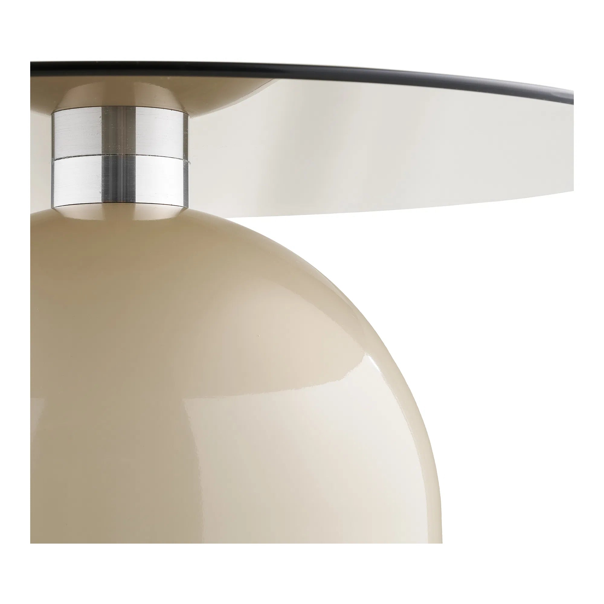 Salontafel Solvaira – met ronde glazen plaat en sculpturale metalen voet