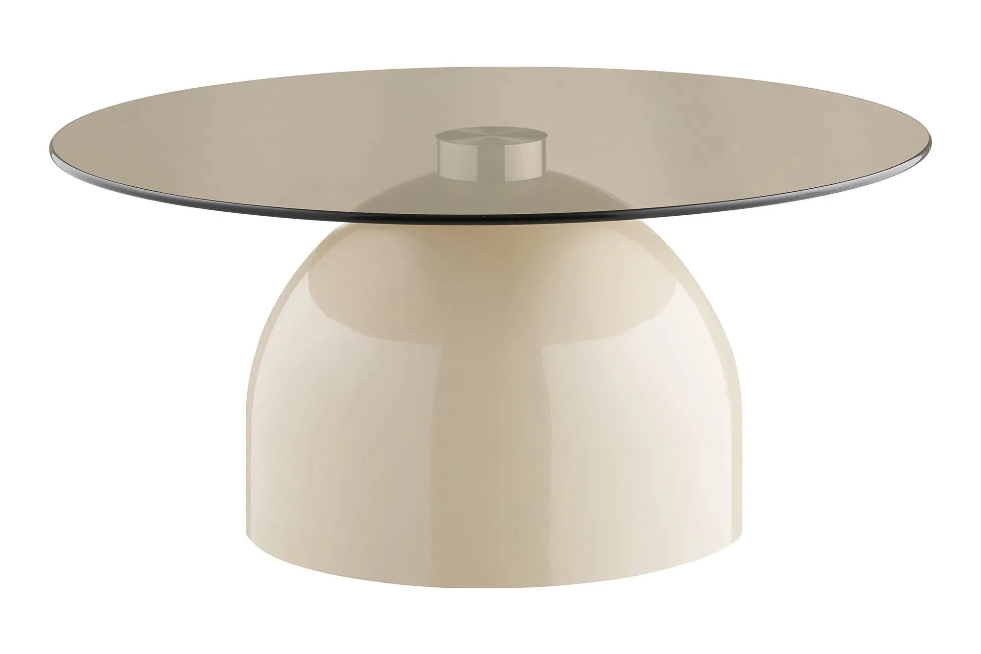 Table basse Solvaira – avec plateau en verre rond et pied en métal sculptural