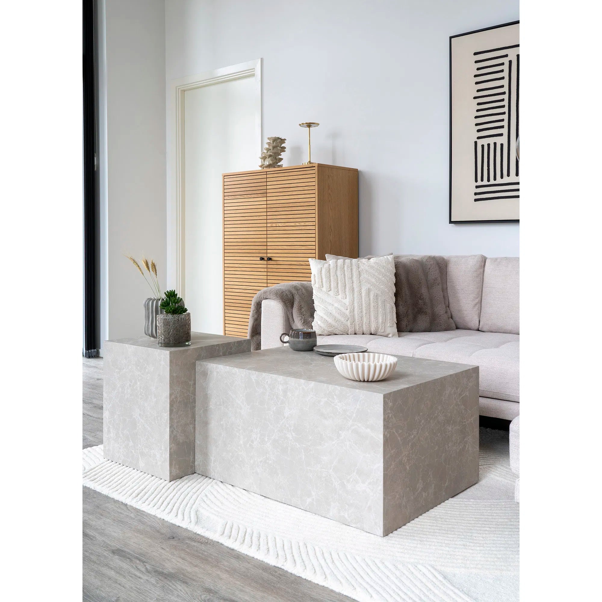 Designer salontafel/bijzettafel Parijs in marmerlook 40x40x45 cm