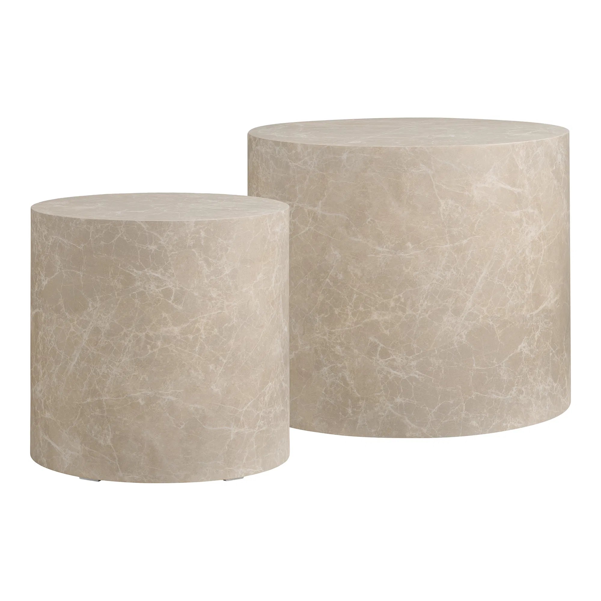 Table basse design Paris lot de 2 ronde en aspect marbre