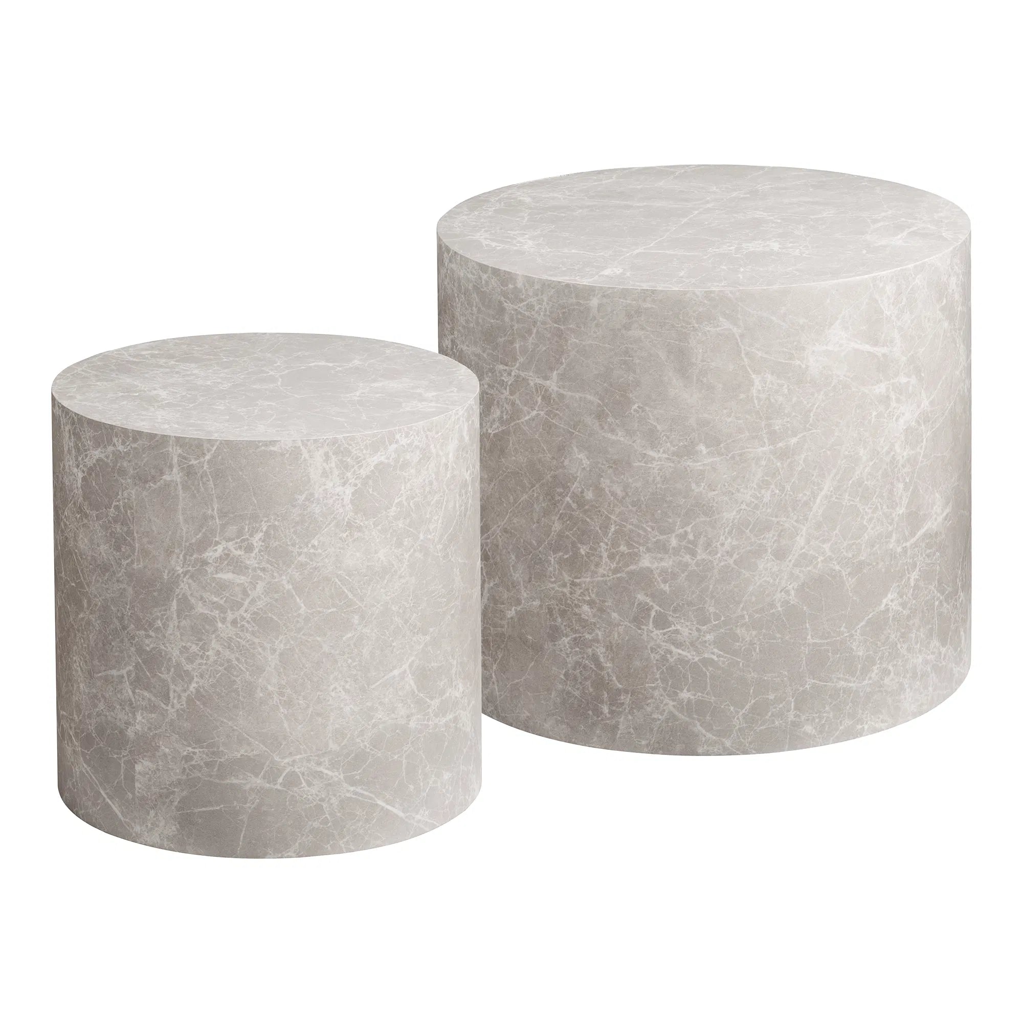 Table basse design Paris lot de 2 ronde en aspect marbre