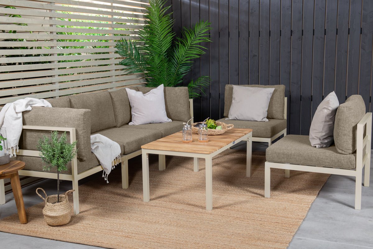 Banc de jardin modulable Borelio - En aluminium beige ou brun