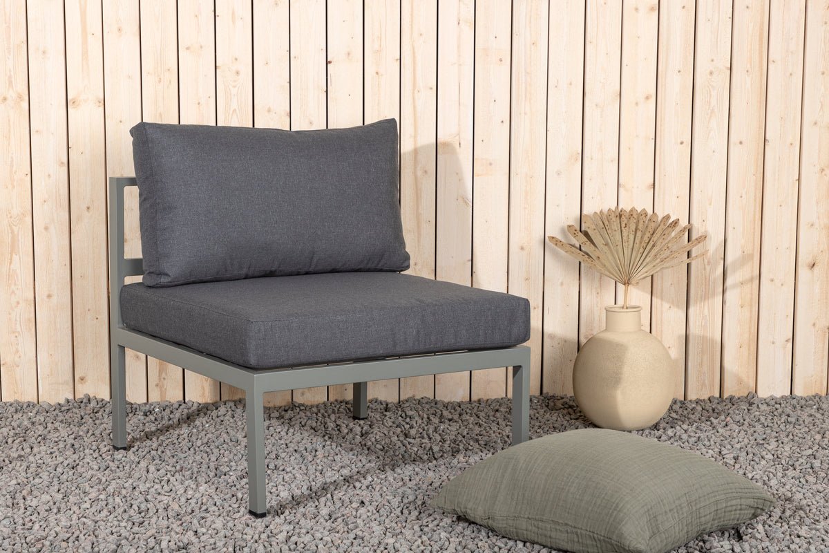 Fauteuil lounge de jardin Borelio - Fauteuil d'extérieur en aluminium et tissu
