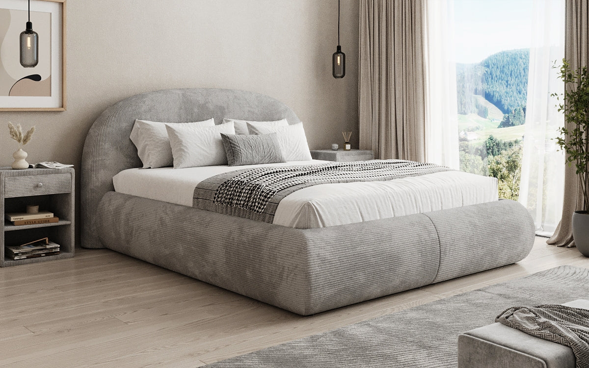 Designer Polsterbett Loop in Cord mit Stauraum