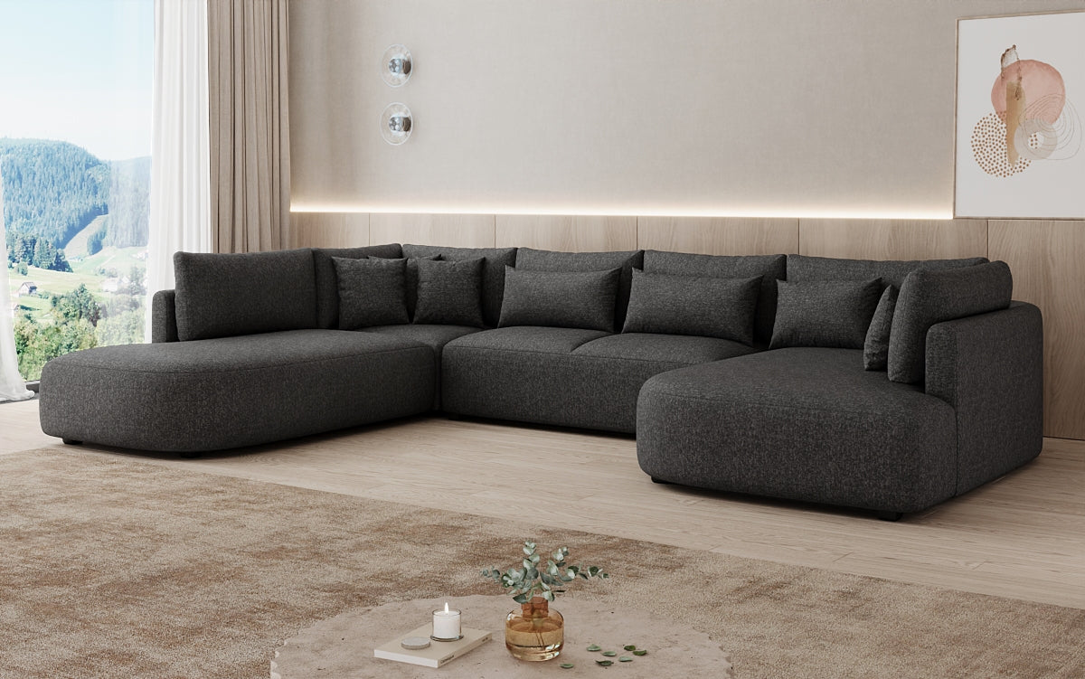 Designer Sofa Ando - Wohnlandschaft in Strukturstoff