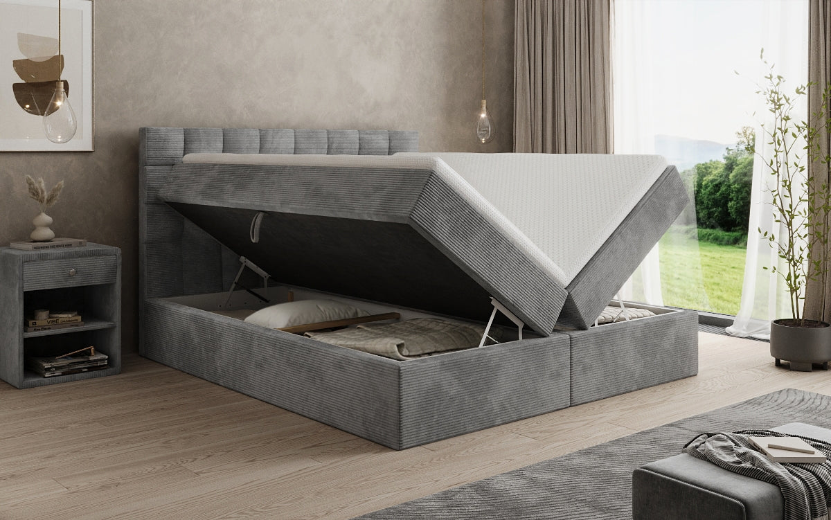 Boxspringbett Como in Cord mit Stauraum