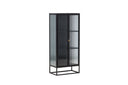 Vitrine Leonie - in Zwart met golfglas-uitstraling