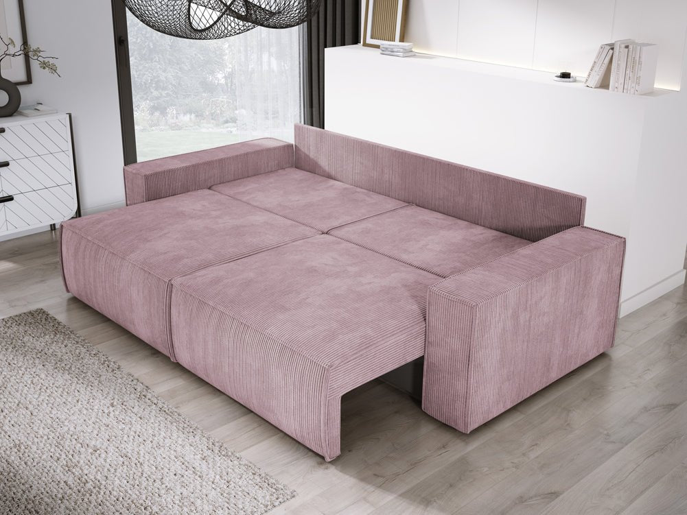 Canapé designer Velanova 3 places Côtelé avec fonction couchage et rabattable