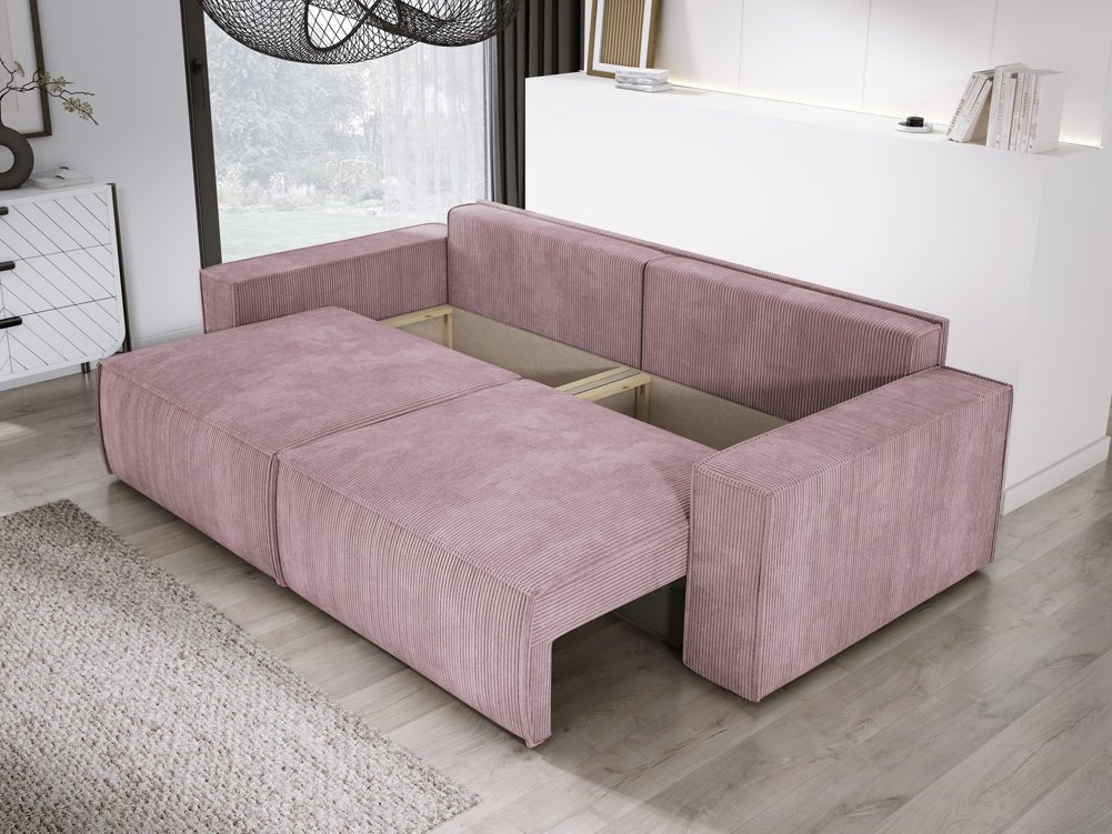 Canapé designer Velanova 3 places Côtelé avec fonction couchage et rabattable