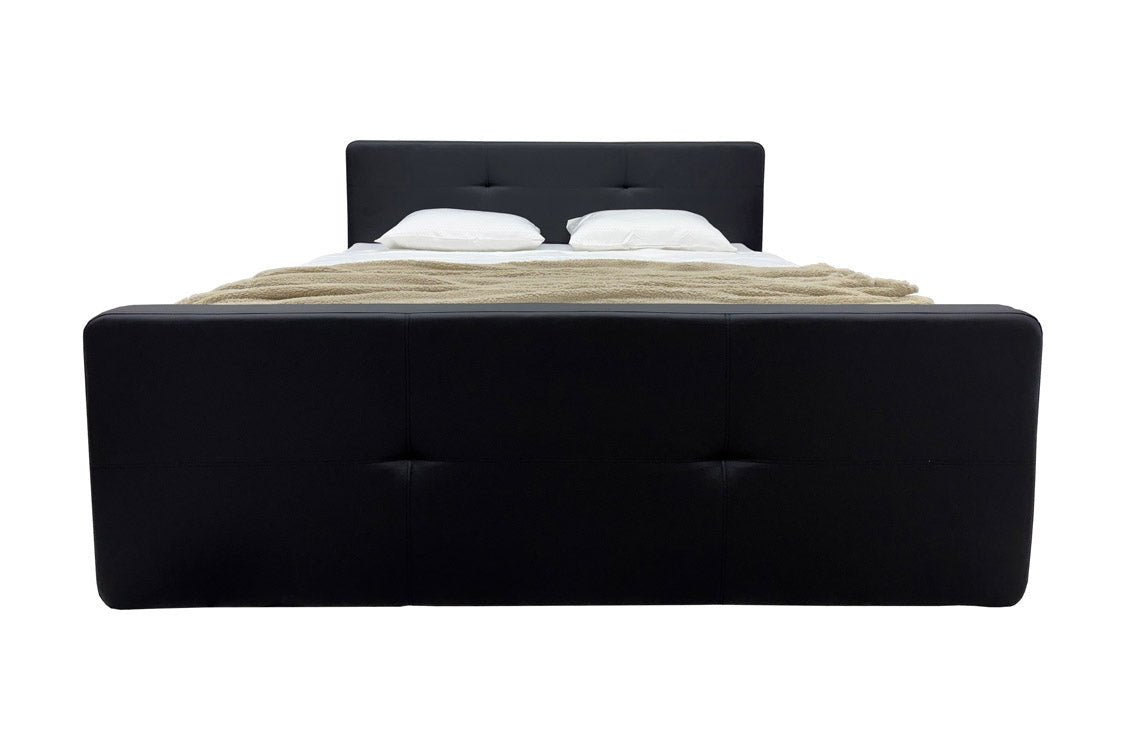 OUTLET - Boxspringbed Oakland met LED kunstleer / 180x200 / Zwart / H3