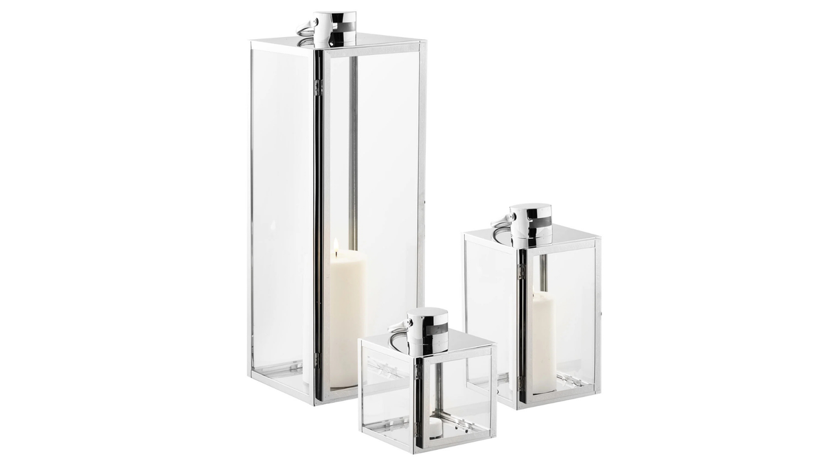 Lot de 3 lanternes Rufus - avec cadres couleur argent