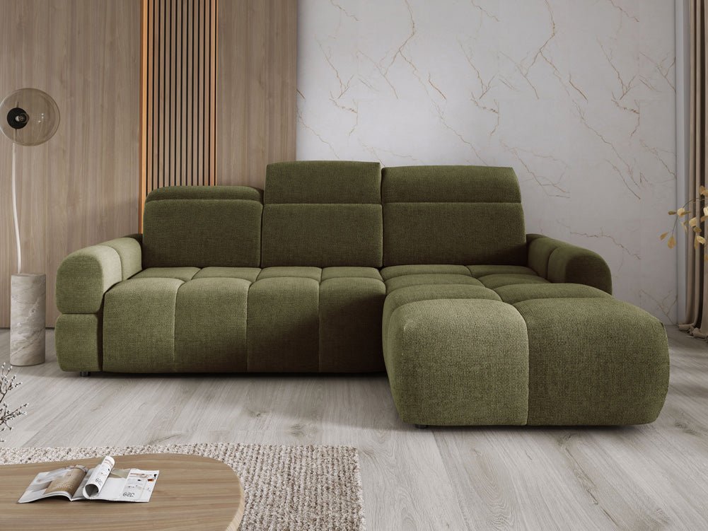 Designbank Arosa L met elektrische slaapfunctie in Bouclé