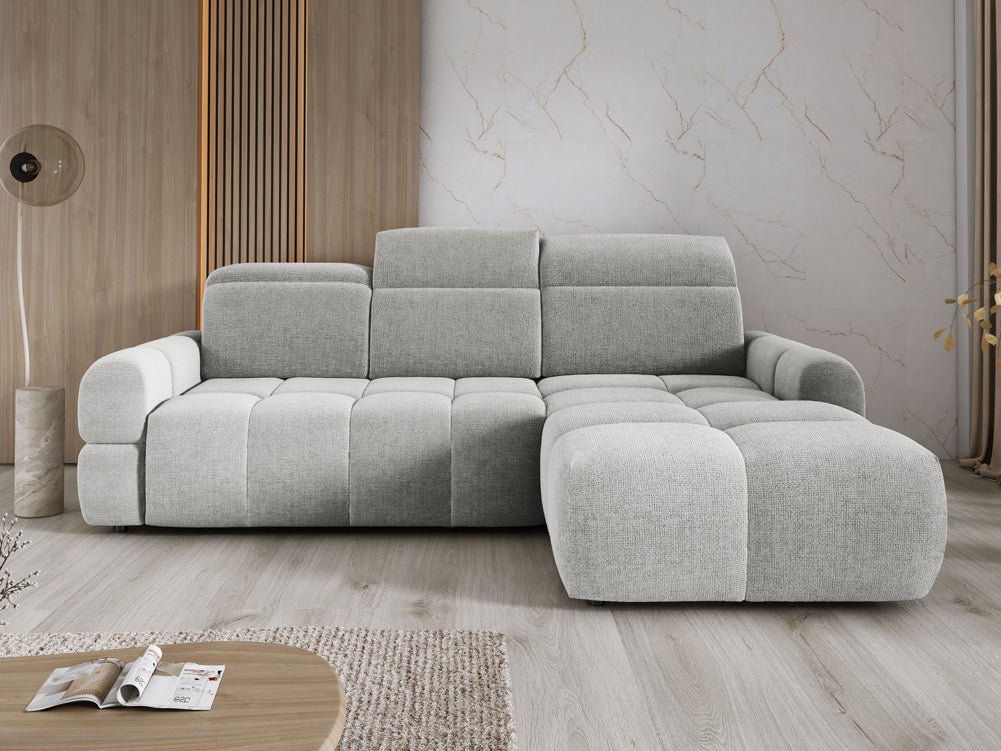 Designbank Arosa L met elektrische slaapfunctie in Bouclé