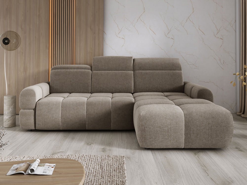 Designbank Arosa L met elektrische slaapfunctie in Bouclé