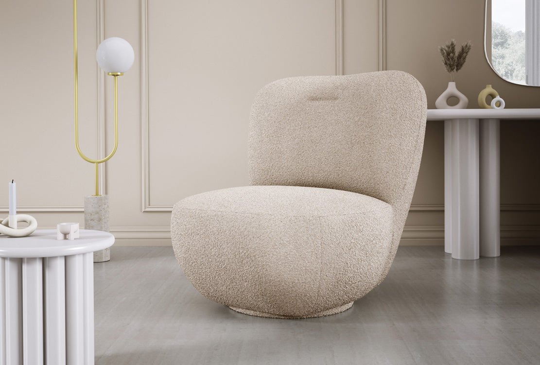 Designer Sessel Kyoto 360° Drehfunktion in Bouclé