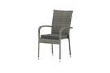 2er Set - Gartenstuhl Emma aus Rattan in Schwarz, Grau