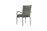2er Set - Gartenstuhl Emma aus Rattan in Schwarz, Grau