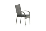 2er Set - Gartenstuhl Emma aus Rattan in Schwarz, Grau