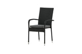 2er Set - Gartenstuhl Emma aus Rattan in Schwarz, Grau