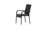 2er Set - Gartenstuhl Emma aus Rattan in Schwarz, Grau