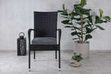 2er Set - Gartenstuhl Emma aus Rattan in Schwarz, Grau