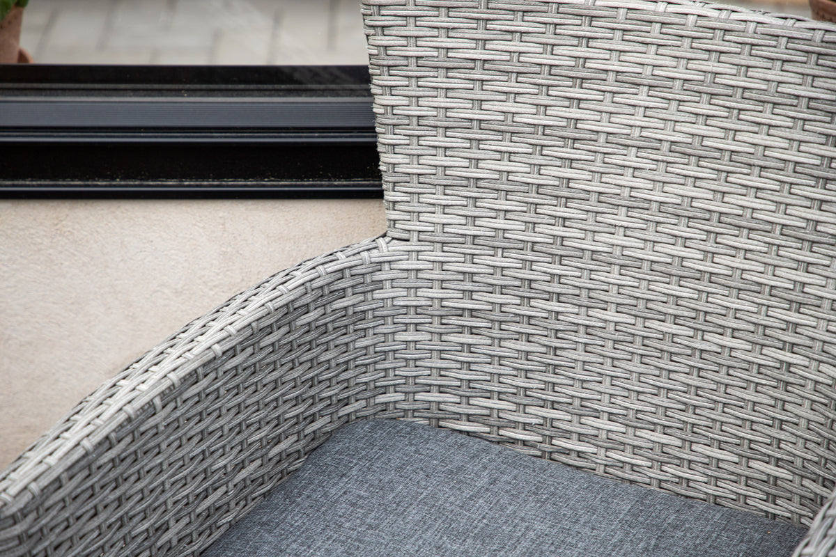 2er Set Gartenstuhl Isla - grauer Stuhl aus Aluminium und Rattan inklusive Sitzkissen
