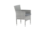 2er Set Gartenstuhl Isla - grauer Stuhl aus Aluminium und Rattan inklusive Sitzkissen