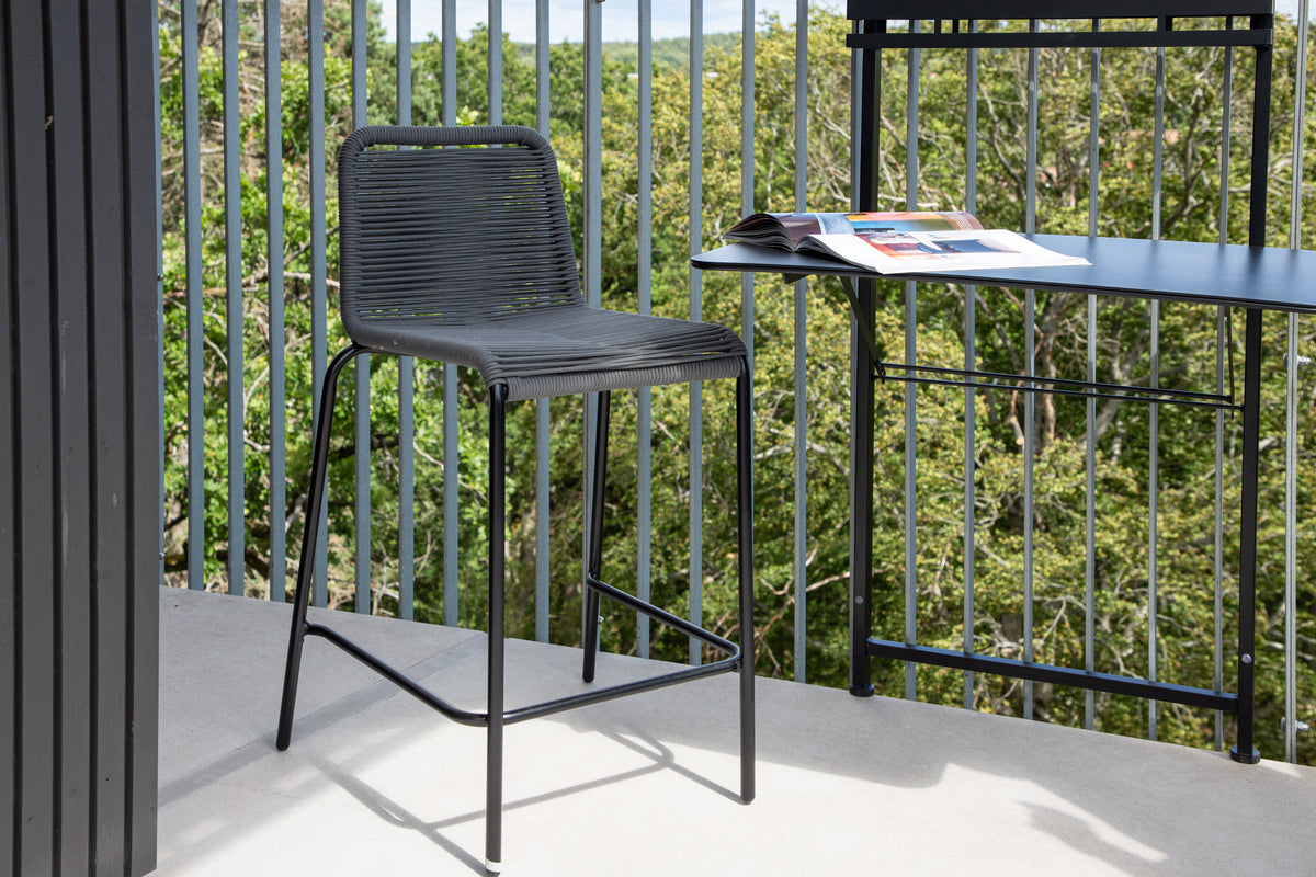 2er-Set Gartenstuhl Sia - Barhocker in dunkelgrau aus robustem Seilmaterial