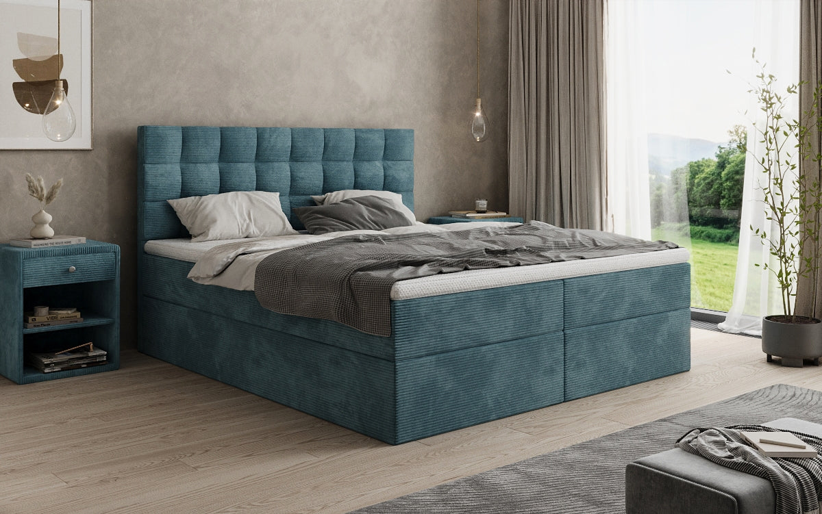 Boxspringbett Como in Cord mit Stauraum