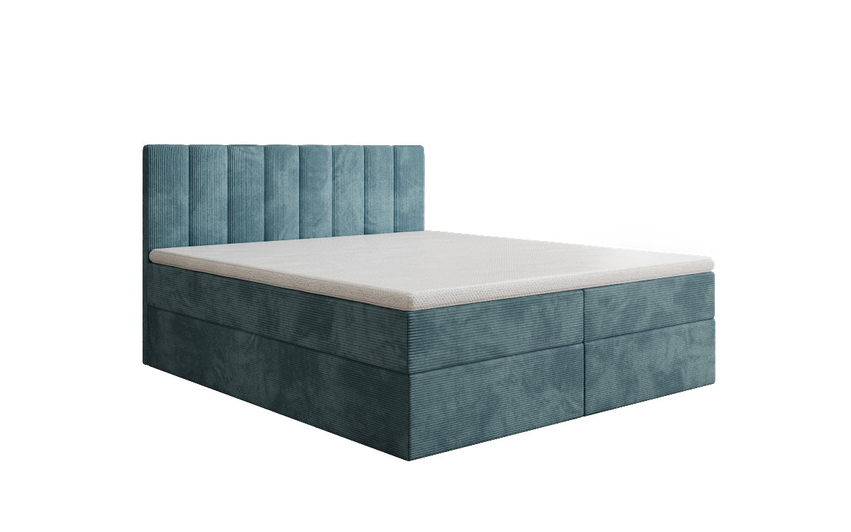 Lit boxspring Sofia en Côtelé avec espace de rangement